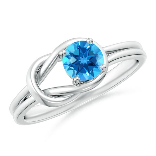 Angara 0.6 Carat Solitaire Swiss Blue Topaz Infinity Knot Ring in Platinum