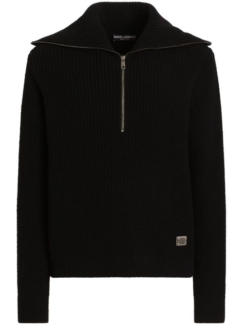 Fisherman's-knit sweater - Black