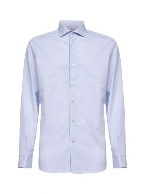 Striped Cotton Poplin Shirt — White