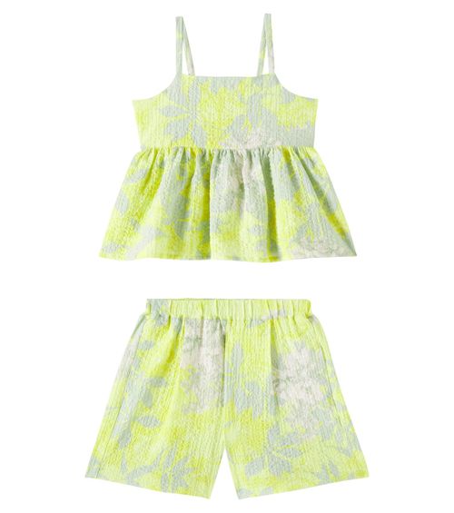 Printed cotton top and shorts set