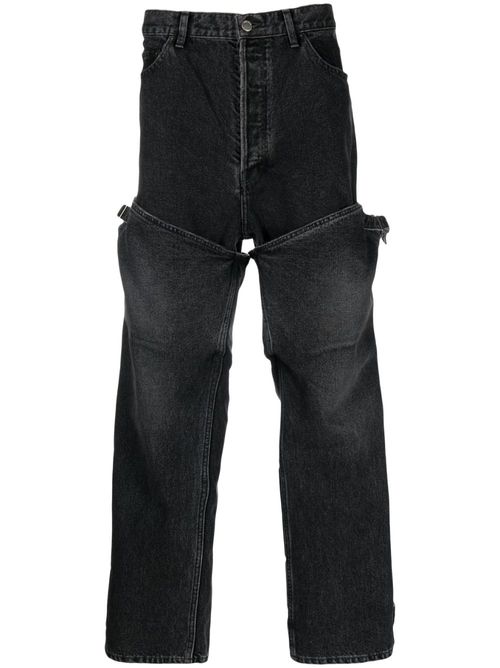 Straight-leg panelled jeans - Black