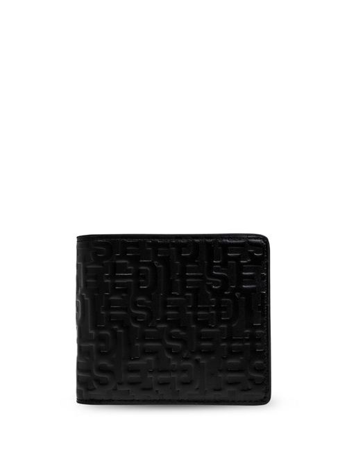 디젤 남성 embossed-logo leather bi-fold wallet - Black X09338PS200