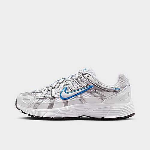 Big Kids P-6000 Casual Shoes in White/Blue Crystal/Metallic Silver