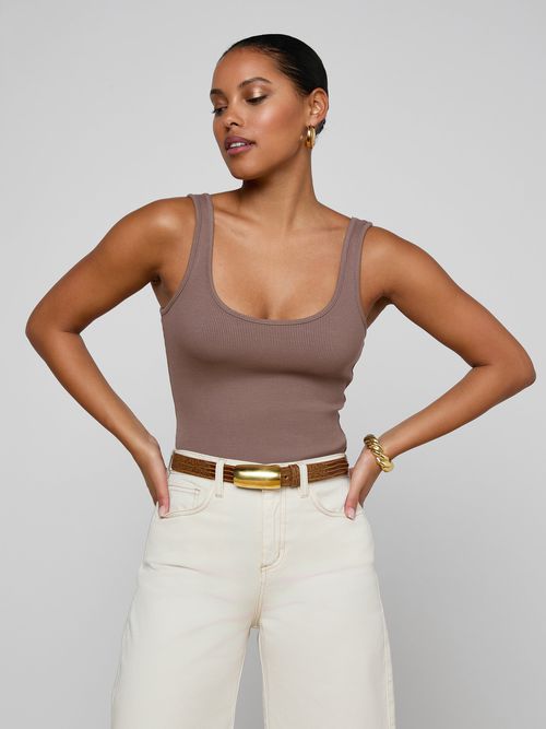 Nica Scoopneck Bodysuit In Light Mink