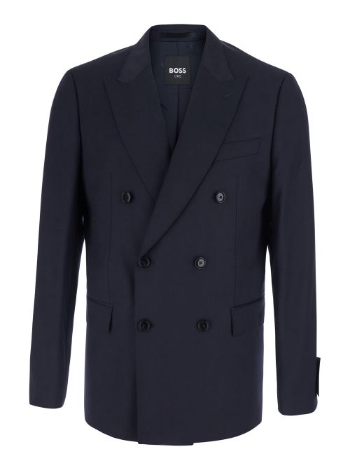 Double-Breasted Wool Blazer — Navy