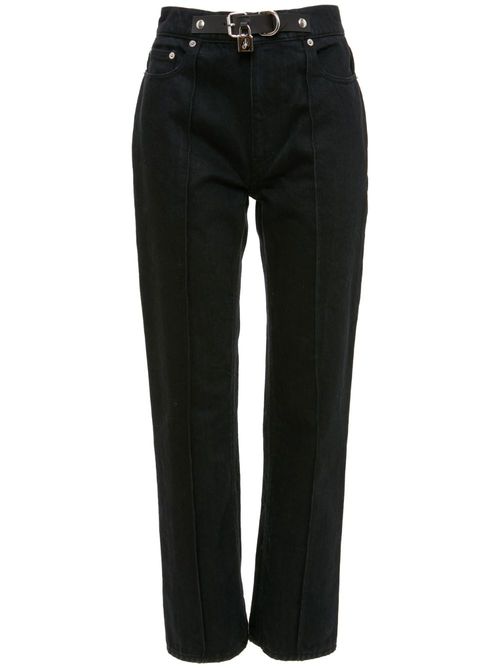 Padlock-detail slim-fit jeans - Black