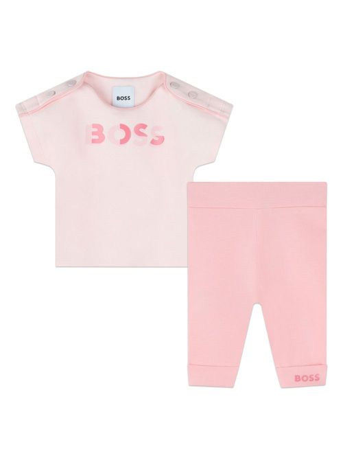 Logo-print jersey leggings set - Pink