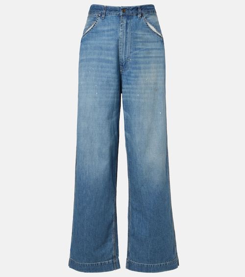Distressed wide-leg jeans