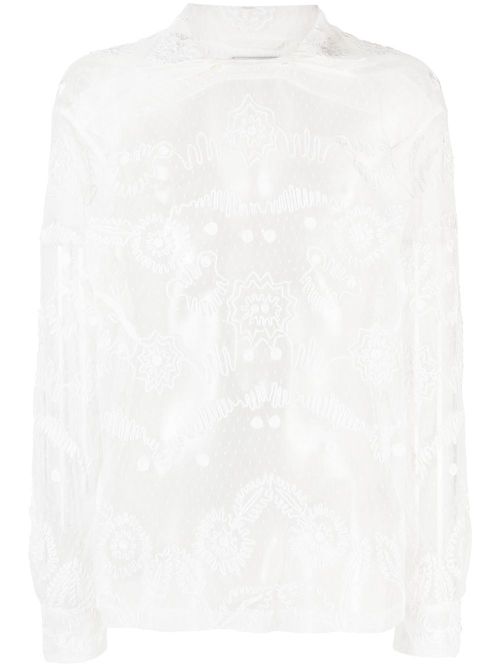 Contour-ribbon pullover shirt - White