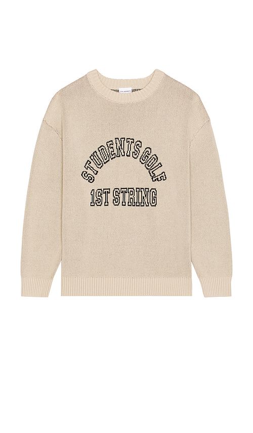 Students Golf String Knit Crew Sweater in Tan - Cream. L also in S, M, XL/1X