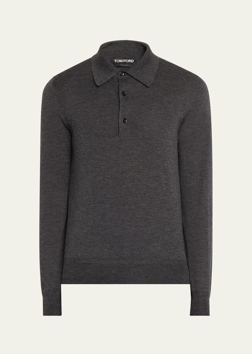 Men's Cashmere-Silk Polo Sweater