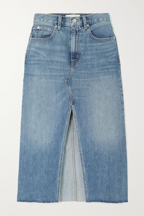 + Net Sustain Organic Denim Midi Skirt - Blue