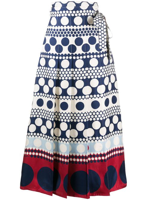 Stripe and dot skirt - Blue