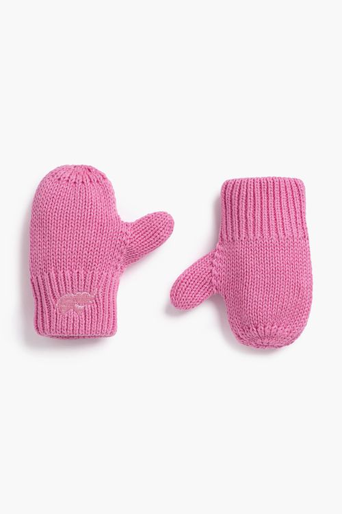 Knit Mittens In Hot Pink | Toddler | : 12-24M | Girl - Monica + Andy Organic Toddler Clothing