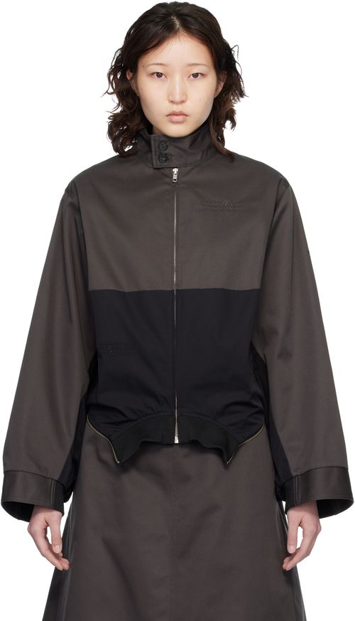 Black Mirrored Two-Tone Zip Jacket