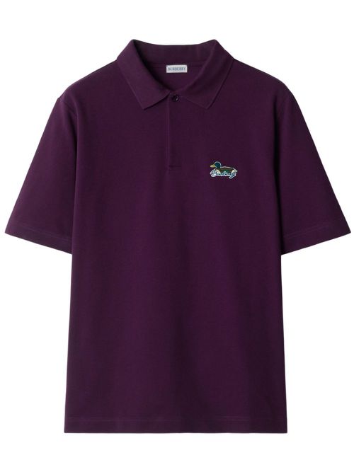 Logo-appliqué cotton polo t-shirt - Purple