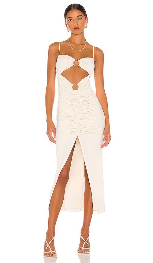 Camila Coelho MIDI-KLEID YASMEEN in Neutral. Größe XL. Also in L