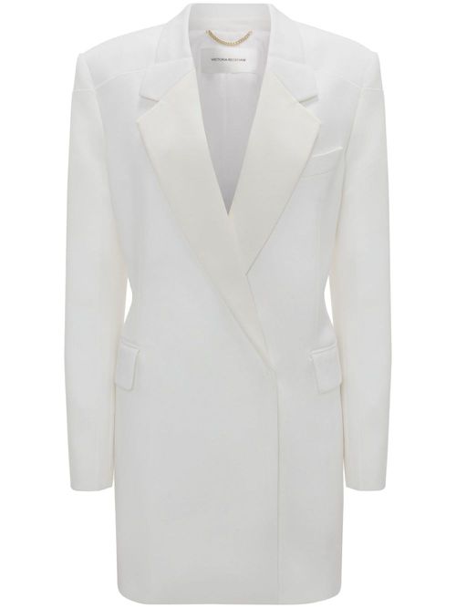 Fold-shoulder blazer mini dress - White