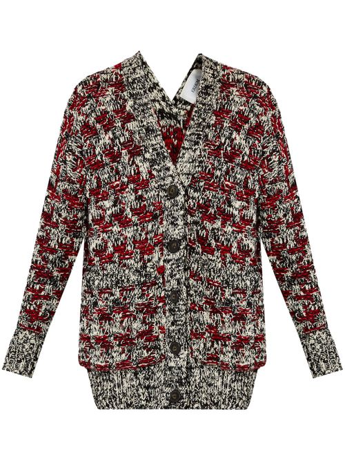 Oversized knitted cardigan - Red