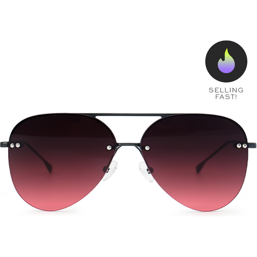 Smaller Megan 2 - Ruby Metal Aviator Sunglasses | Color: Black - Burgundy | : NARROW