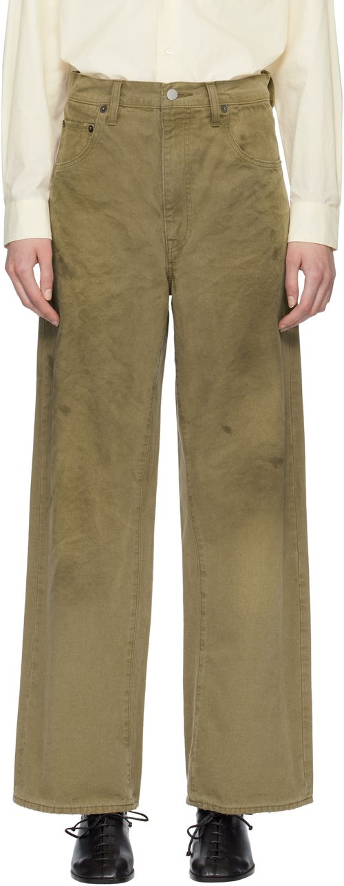 Beige Sulfur Dyed Oxford Vintage Wide Jeans