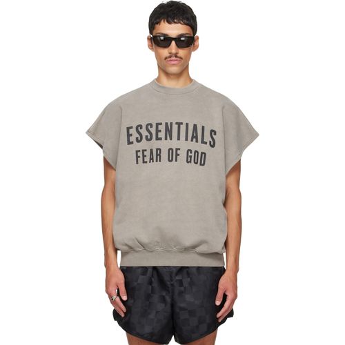 Gray Relaxed Fleece Cutoff Sweatshirt