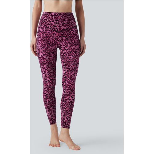 Halara Halara UltraSculpt™ Leopard Print High Waisted Tummy Control Yoga Leggings with Pockets - Black and Fuchsia Leopard Print - XLfull_length