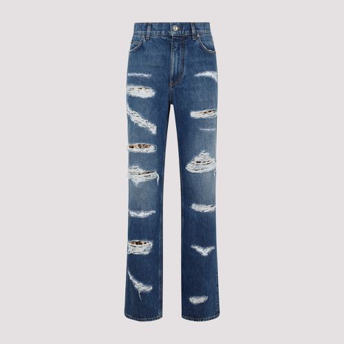 Blue Printed Cotton Jeans