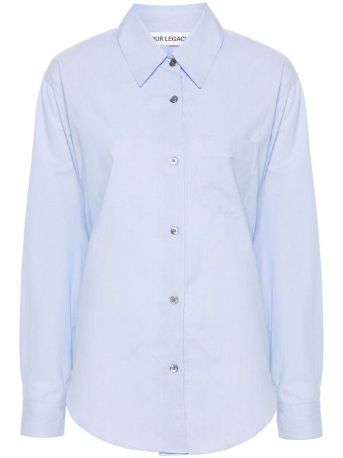 Contrast striped cotton shirt - Blue