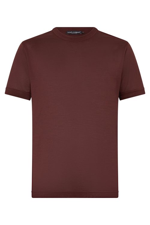Men's Essential Silk T-shirt with Short Sleeves and Round Neck