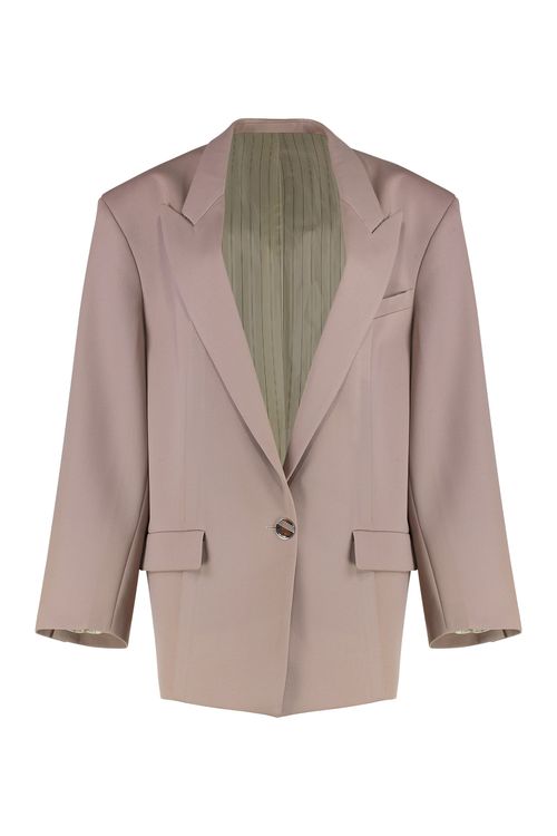 Single-Breasted Virgin Wool Blazer — Pink