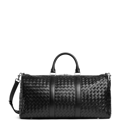 Large Leather Intrecciato Duffle Bag