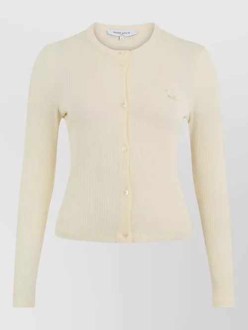 Maison Kitsuné - ribbed knit crew neck fitted cardigan