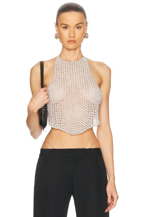 MAY MASHIAH X FWRD Zoe Top in Metallic Silver