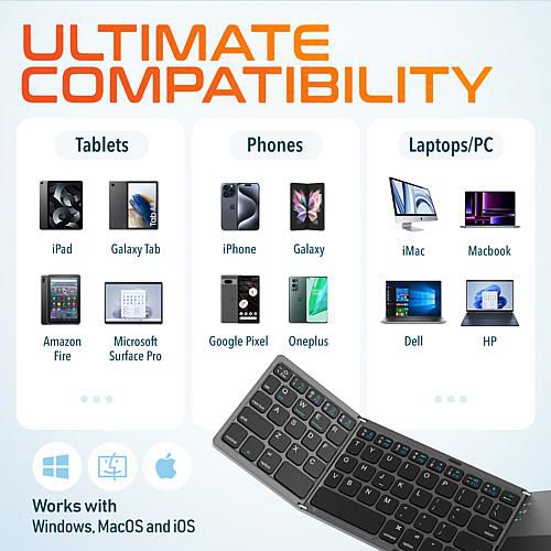 KB75 Portable Foldable Keyboard for PC/Tablets/Phone/TV