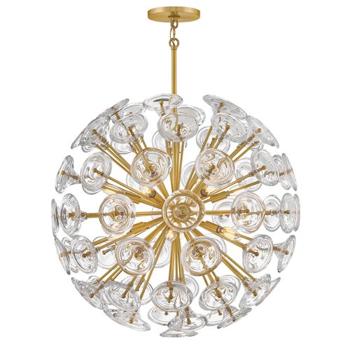 Unlacquered Brass LED Chandelier from the Maya Collection