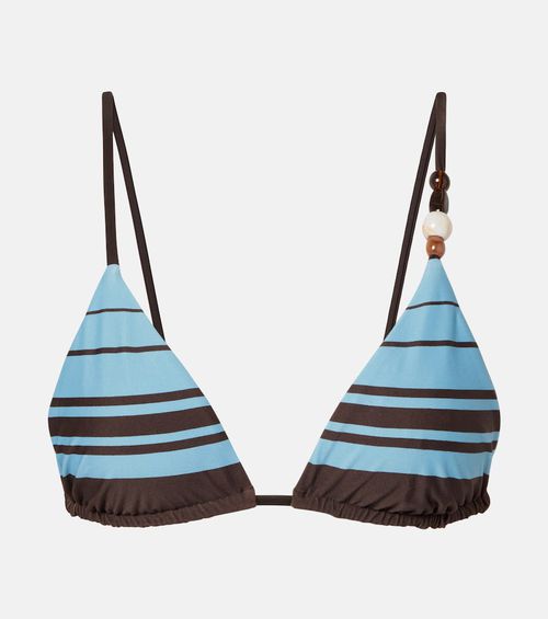 Rioja beaded striped bikini top