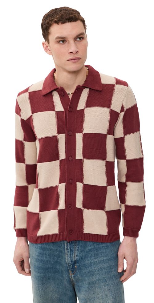 Square Patchwork Sweater Red/Sand