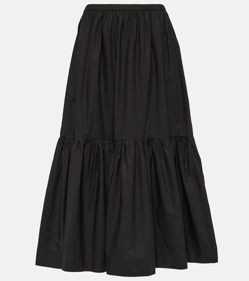 Cotton poplin midi skirt