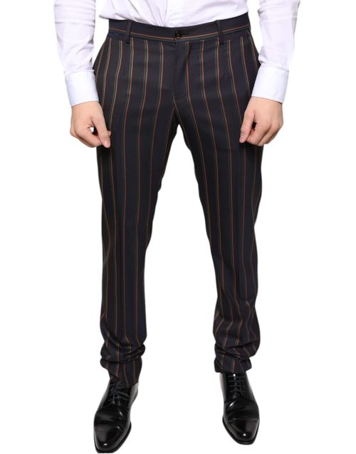 Striped Virgin Wool Trousers — Black