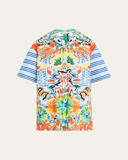 Tropical-Print Cotton Shirt