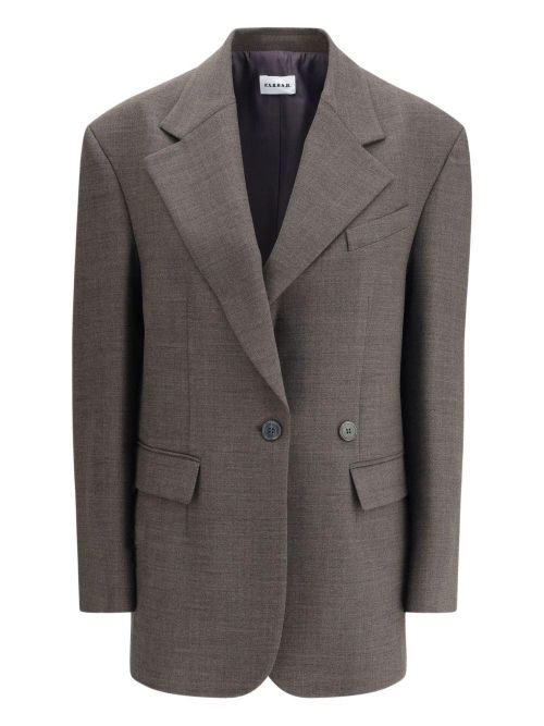 Double-Breasted Wool-Blend Pant Suit — Brown