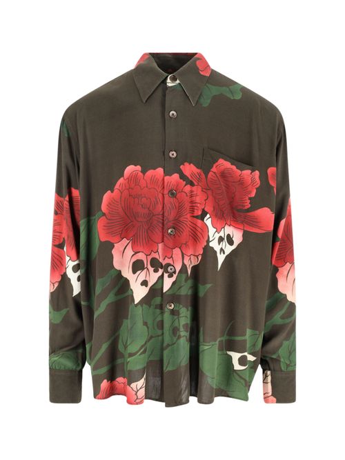 Men's Rayon Graphic Print Shirt with Mother-of-Pearl Buttons