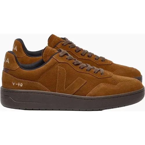Men's VEJA V-90 SUEDE TRAINER COGNAC/EAGLE - Brown
