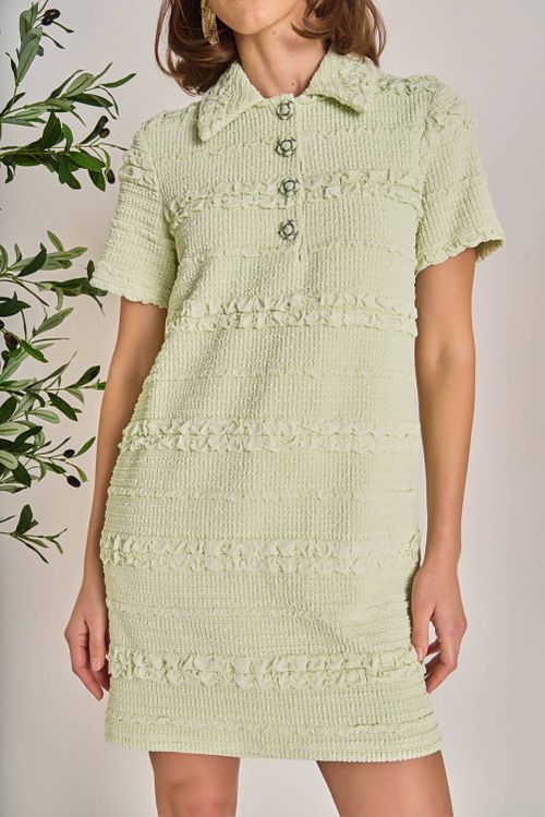 Textured Mini Dress In Pistachio