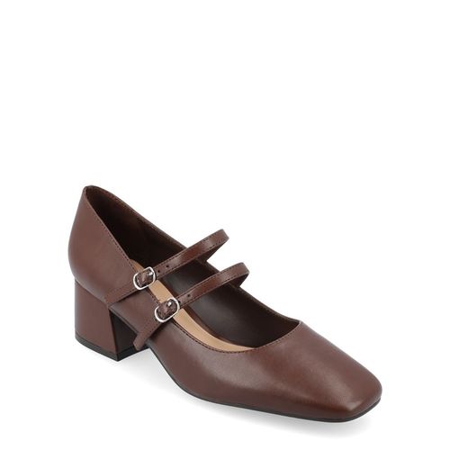 Women's Nally Mary Jane Pump Shoes (Brown Faux Leather)