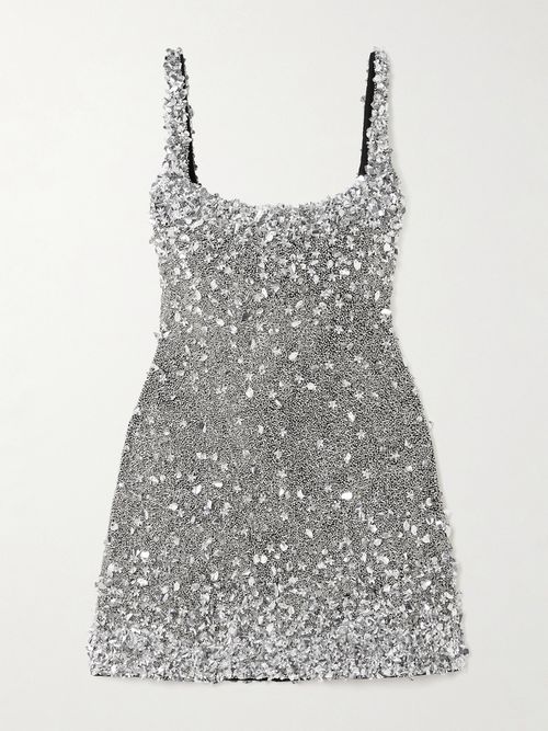 Midas Embellished Stretch-tulle Mini Dress - Silver