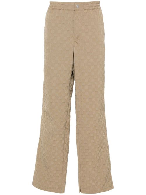 Debossed-logo straight-leg trousers - Neutrals