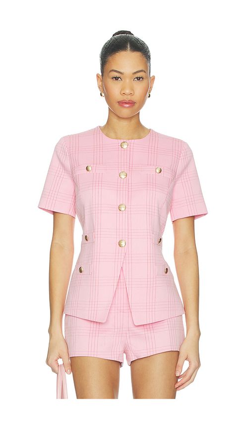 Generation Love Reyes Windowpane Suiting Jacket in Pink. L. Also in XS, S