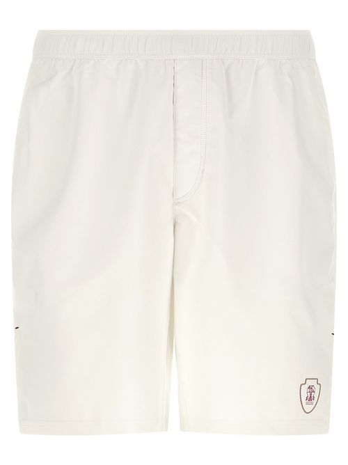 Heraldic Embroidered Bermuda Shorts — White